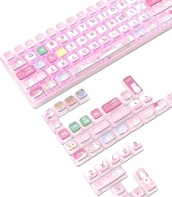 120 Key PBT Pudding Keycap Set ASA Profile with Transluscent PC Layer-Pink
