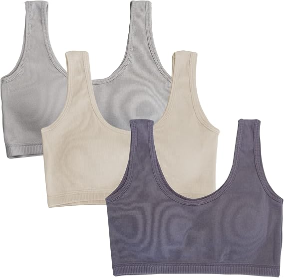 Joyo roy Training Bras for Girls Sports Bras for Teens Stretch Organic Cotton Kids Sports Bra 3 Pack Girls Crop Top Ages 8-16