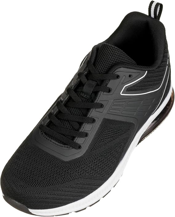 CALTO Men's Invisible Height Increasing Elevator Shoes - Black/White Super Lightweight Sporty Sneakers - 2.4 Inches Taller - Q231 - Size 6 D(M) US