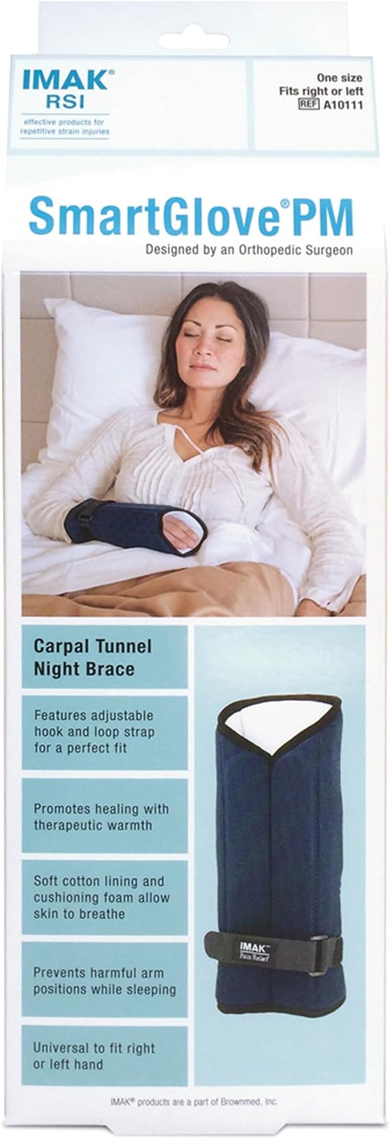 Brownmed IMAK RSI SmartGlove PM - Wrist Brace for Carpal Tunnel & Tendonitis - Nighttime Splint Glove for Men & Women