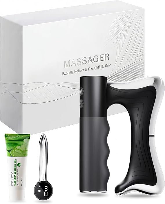 Heated Muscle Scraper, 3-Speed Vibration Body Gua Sha Tool, Black