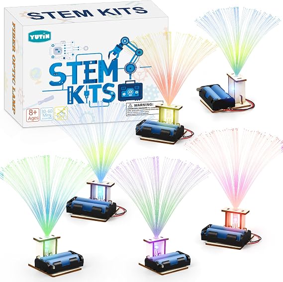 6 Set STEM Science Kits for Kids Age 6-8 8-12, Fiber Optic Light Craft Kits