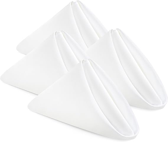 Utopia Home [24 Pack, White] Cloth Napkins 17x17 Inches, 100% Polyester | Hemmed Edges, Washable and Reusable Ideal for Parties, Weddings and Dinners