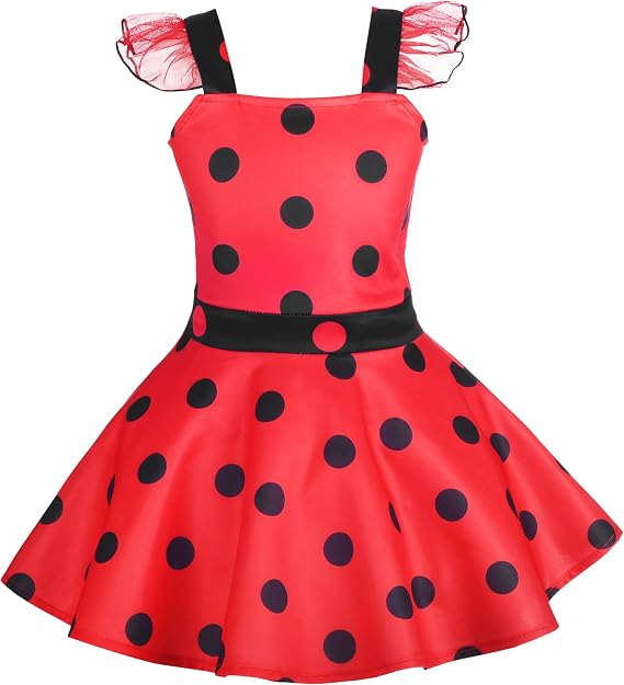 Dressy Daisy Girls Polka Dots Ladybug Dress Up Costume Birthday Halloween Christmas Fancy Party Outfit Size 3 to 12