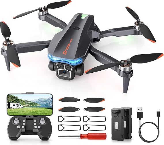 Drone with Camera - Foldable Brushless Motor Drone for AdultsKids, 1080P HD RC quadcopter. Waypoint Fly, Altitude Hold, One Key Take OffLanding, Gesture Selfie, 3D Flip, Long Flight Time
