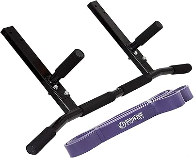 Iron Core Athletics Joist Mount Pull Up Bar with Pull Up Assistance Bands - Commercial Gym Quality Pullup Bar with 41 Loop Exercise Pull-Up Assist Bands