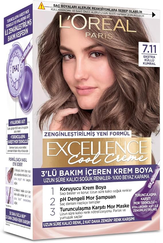 L'Oreal Paris Excellence Cool Creme 7.11 Ekstra Küllü Kumral Saç Boyası
