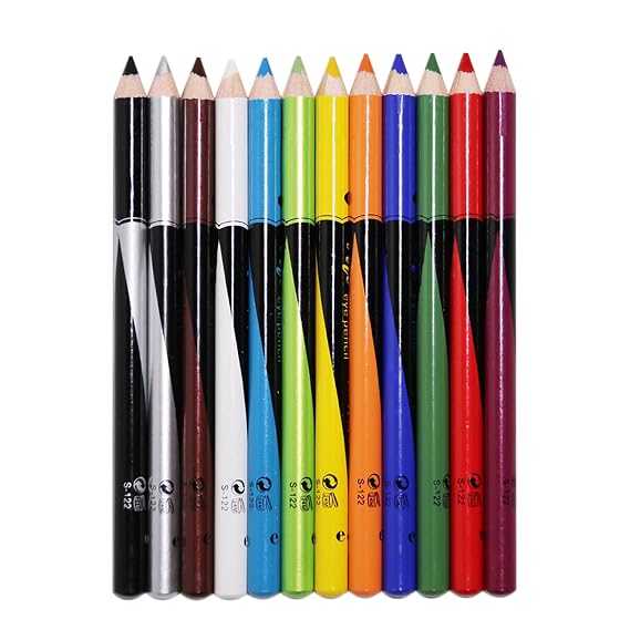 12 Colors Waterproof Long-Lasting Color Eyeliner Pencil Set - 4-in-1 Multi-Purpose Eyeliner, Eyebrow, Lip & Eyeshadow Pencil, Sharpenable Design, Smudge-Proof & Easy Removal