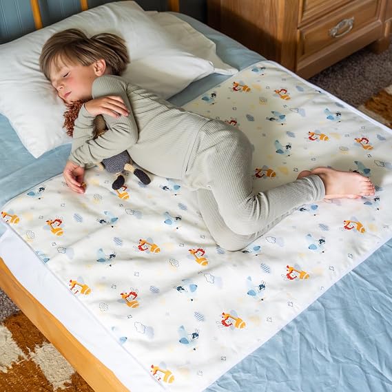 Tuckable Side Bed Wetting Pads Toddlers, Reusable Washable Waterproof Baby Potty Training Pee Pads Sheet Protector Kids, 5 Absorbent Layers, Exclusive