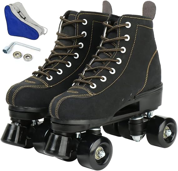 wilverz Roller Skates for Men Women Double Row Skates Adult Adjustable Four-Wheel Roller Skates for Outdoor Indoor, Size 4.5/5/6/6.5/7/7.5/8/9/10