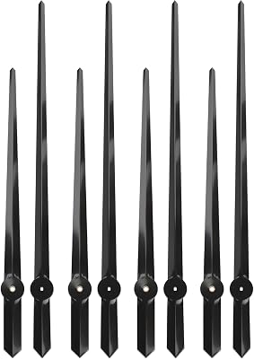 Long Clock Hands Black, 4 Set, Simple for Clocks Dial Diameter of 650mm25.59in or More, I Mounting Hole, Oversized Arrows High Torque Mechanism Replacement Arms Homemade Watch Assembly Parts