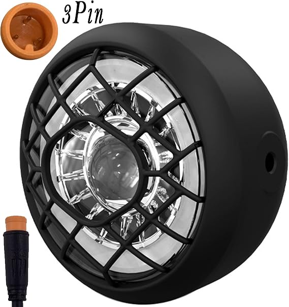 E-Bike Head Light Bicycle Retro LED 36V 48V 52V Front Light Waterproof 3-Pin Male Connector Super Bright LED Headlight Ultra Bright Safety Light Mounting on Front Fork