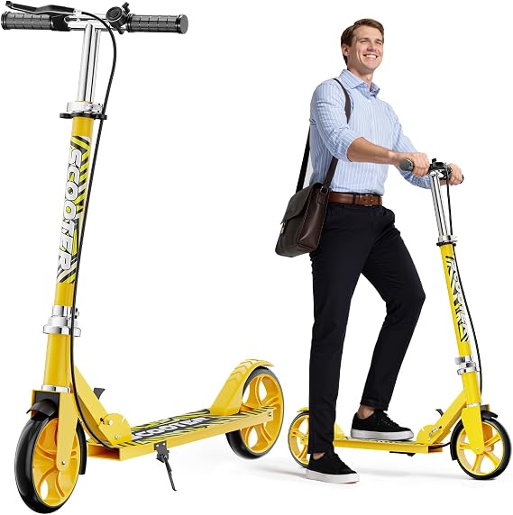 Scooters for Kids 8-12, Teens & Adults - Lightweight, Foldable, 8-Inch Big Wheels, Hand Brake & Bell, 4 Adjustable Height Levels, 240 lbs Max Load, Perfect for School, Campus and Park Rides