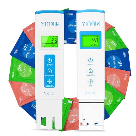 YINMIK Digital pH Meter TDS Meter pH Calibration Powder Combo