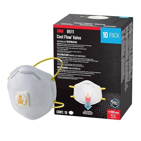3M, N95 Respirator 8511, Cool Flow Valve, Advanced Filter Media for Easy Breathing, Comfortable for Long Periods of Wear, 10 Count