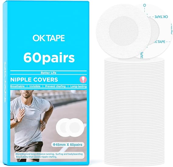 OK TAPE Nipple Covers for Men,120PCS,Nipple Pasties Chafe-Free Protection with Non-Adhesive Center,Nipple Pads Guards for Running,Daily and Business Meetings