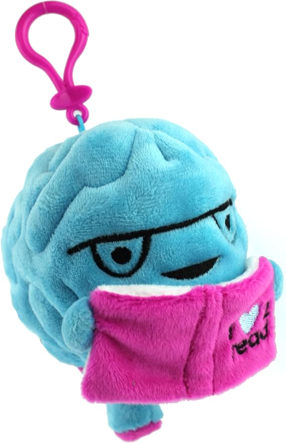 I Heart Guts Brain I Love To Read 5 Mini Plushie Bag Charm, Brainy Plush Keychain, Brain Surgery, Med Student & Neuroscience, Mental Health Soft Squishy Keychain, Fun Science Plushies