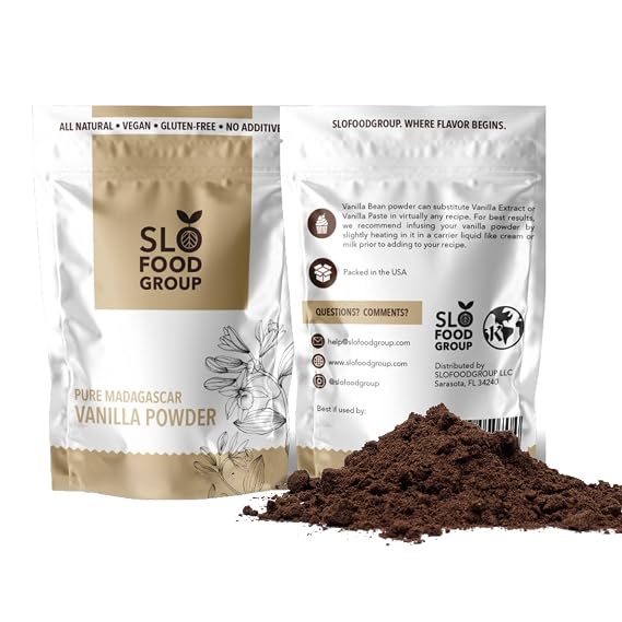 Slofoodgroup - Madagascar Vanilla Bean Powder - [ 16 oz.] - Made from Premium Whole Ground Grade A Vanilla Beans from Madagascar - For Cooking, Baking, and Ice Cream Desserts