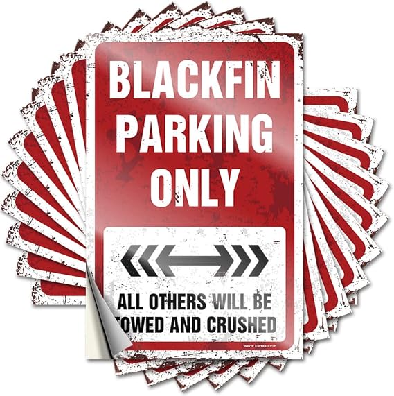 Mechanic Stickers Blackfin Parking Only Funny Sticker 10 Pcs Stickers for Trucks Man Cave Funny Signs (Size : 6X9CM)