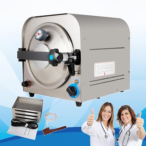 Steam Autoclave Sterilizer with 3 Trays, 14L-900W 304 Stainless Steel Automatic Lab Autoclave Sterilizer Equipment