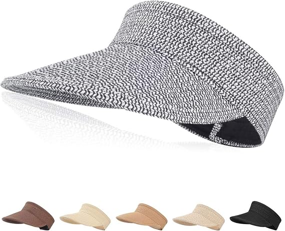 Sun Visor Hats Women Wide Brim Summer UV Protection Beach Cap Straw Hat Roll-up Foldable Sun Hats for Outdoors