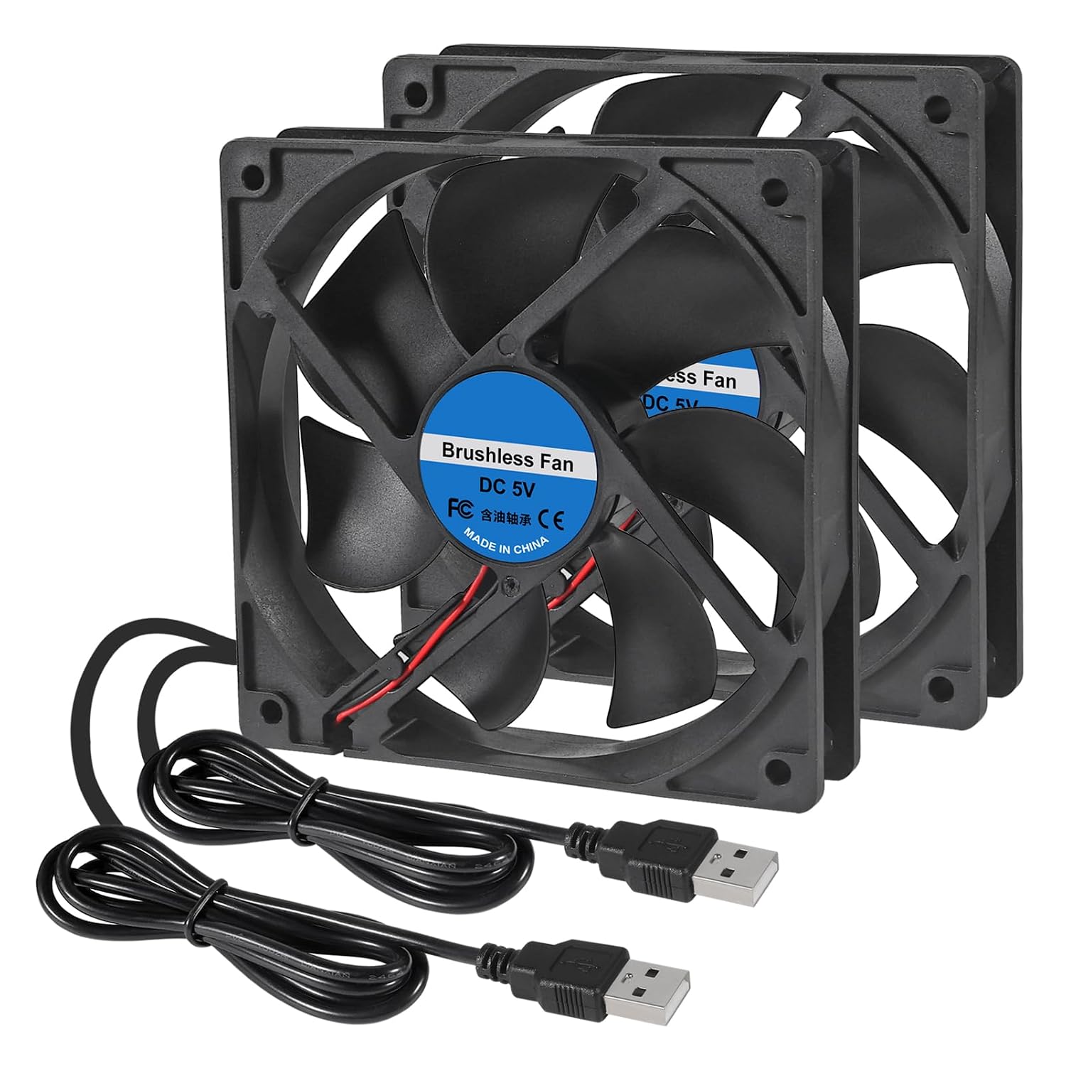 2PCS DC 5V 12025 Cooling Fan Ball Bearing Brushless 120x120x25mm Computer Case Cooling Fan USB Computer PC Fan for CPU Cooler Radiator