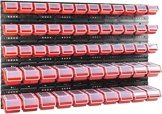 Box with Lid + Wall Shelf 120 x 80 cm Stacking Boxes Storage System Pack of 56
