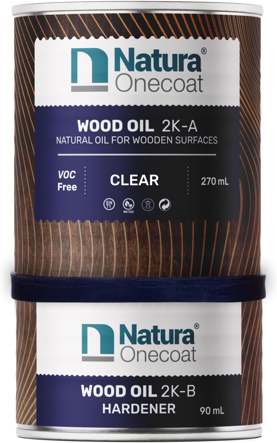 2 Component Wood Stain Oil, 360 mL, Clear, Easy to Apply, Very Low Odor, Linseed Oil, Interior Furniture & Flooring, Dries Fast, VOCSolvent Free, Durable Hardwax Oil