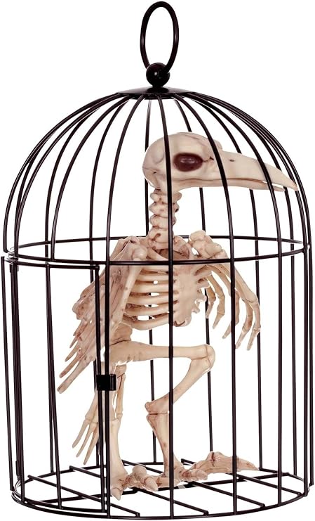 Crazy Bonez Skeleton Crow in Cage