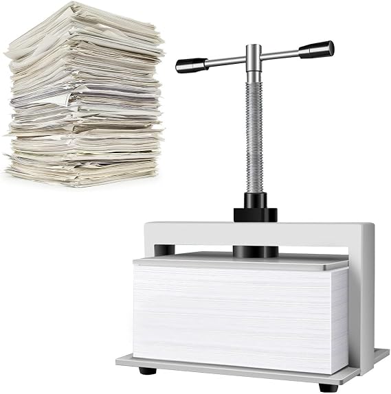 DAZULI Manual Paper Press Machine A3/A4 Book Press Bookbinding Notes Office Invoice Steel Flattening Machine 3306lbs/1500kg Pressure,A4