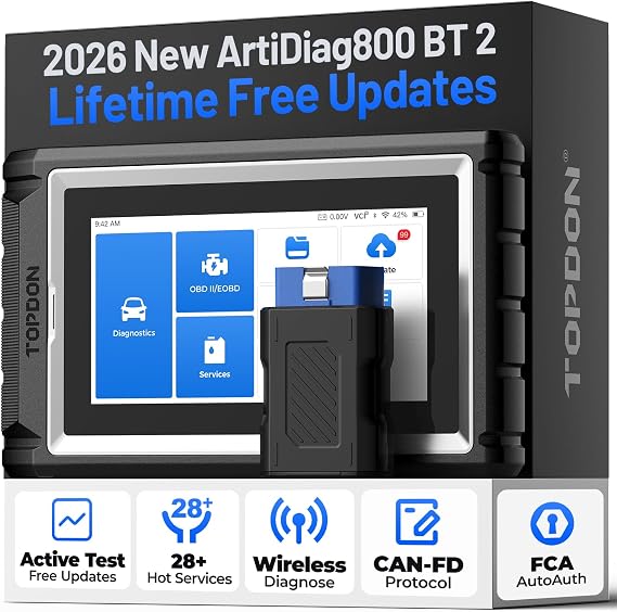 TOPDON AD800BT 2 OBD2 Scanner, Bidirectional Scan Tool, 28+ Reset Services