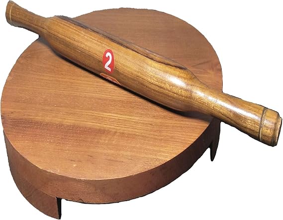 Wooden Chakla Belan Set Rolling Pin & Rolling Board for Roti, Chapati & Dough Traditional Indian Kitchen Tool for Flatbread, Tortilla & Pastry Making