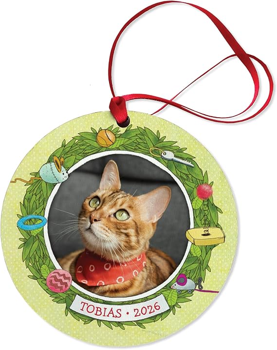 I See Me! Personalized Cat Ornament, Custom Christmas Tree Decoration with Name and Photo