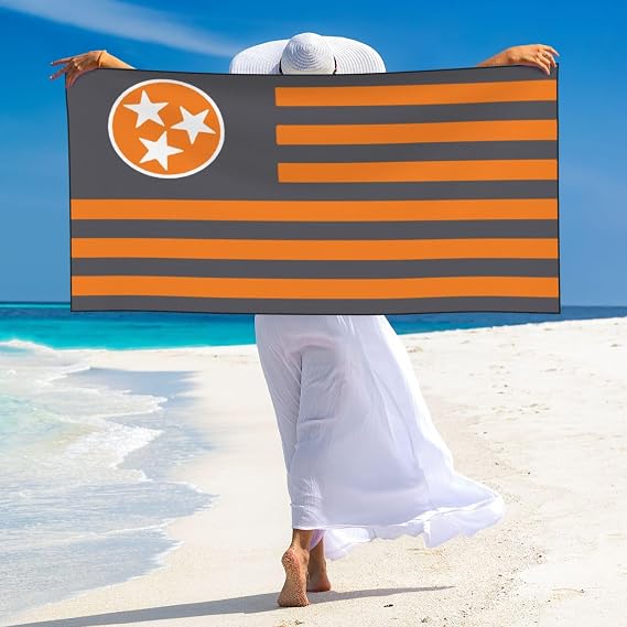 Tennessee Tri-Star Beach Towel 27.5 x 55 Inches - Quick Dry Sand-Free Towels | Lightweight & Compact for Travel | Oversized Pool Towel for Adults, Summer, Vacation