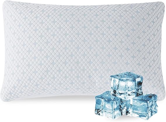 EGOHOME Cooling Shredded Memory Foam Pillows for Hot Sleepers, Adjustable Bed Pillows for Side, Back or Stomach Sleepers, Neck Pillows for Sleeping, Queen Pillow with Removable Cover(1PC)