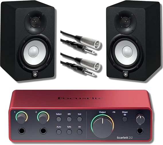 Focusrite Scarlett 2i2 4th Gen USB Audio Interface with HS8 Studio Monitors (Pair) and Accessory Cables