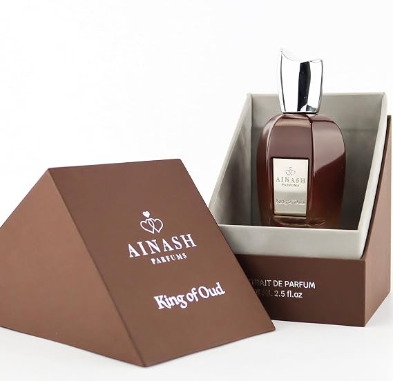 Ainash Parfums King of Oud Extrait de Parfum Luxurious and Regal Fragrance with Agarwood (Oud), Saffron, Nutmeg, Lavender, Patchouli, and Musk
