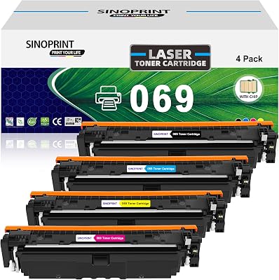 SINOPRINT 069 069H Toner Cartridge Replacement Compatible for Canon 069 for Canon imageCLASS MF753Cdw LBP674Cdw Printer InkBlack Cyan Yellow Magenta 4-Pack