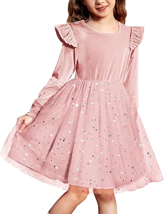 Arshiner Toddler Tutu Dresses Little Girls Velvet Tulle Fall Winter Dress
