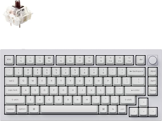 Keychron Q1 RGB Wired Custom Mechanical Keyboard, 75% Layout QMK/VIA Programmable Macro with Hot-swappable Gateron G Pro Brown Switch Double Gasket Compatible with Mac Windows Linux (White) -Version 2