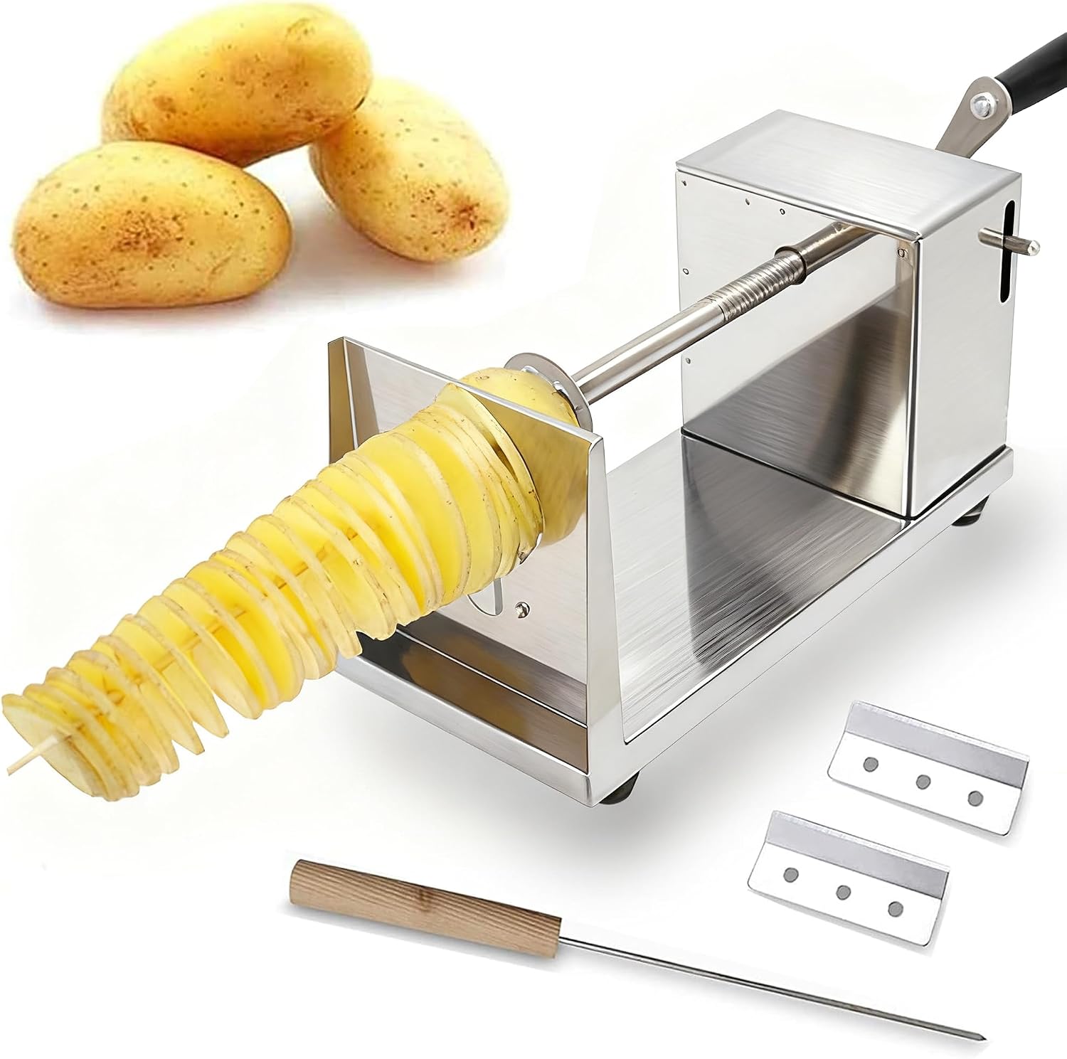 Tornado Potato Spiral Cutter, AIDOIT Manual Stainless Steel Potato Twister Cutter