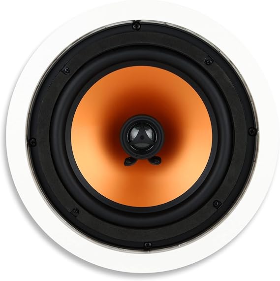 Micca M-8C 8-Inch 2-Way in-Ceiling Speaker, Round, Each, Paintable, White | 9.4-Inch Cutout Diameter, Whole House Audio, Home Theater, Indoor or Covered Outdoor, 8" Woofer, 1" Aimable Silk Tweeter
