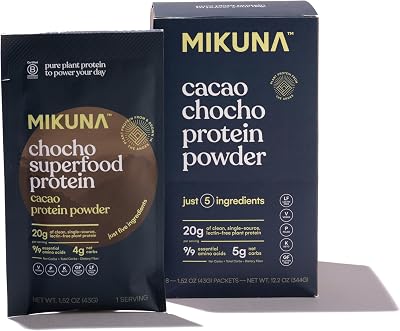 Mikuna Chocho Superfood Protein, Plant-Based Protein Powder, Travel Packs - Vegan, Gluten Free, 3g Net Carbs or Less, and Bioavailable, Non-Isolate 8 Servings, Cacao