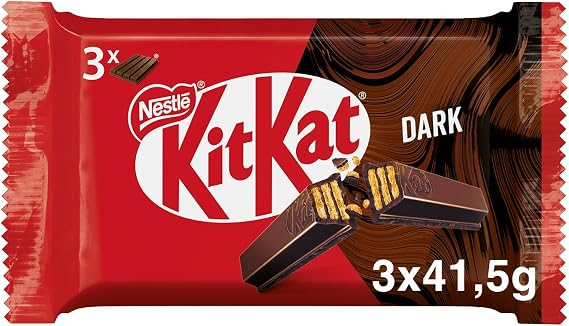 Kitkat 4 Finger Dark 3-Pack Chocolate Biscuit Bars Candy Kit Kat 125G