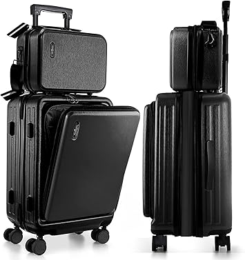 TravelArim 22 Inch Carry On Luggage, Carry On Suitcase with Wheels, Hardside Luggage Carry-On, Expandable Grey Small Suitcase, Hard Shell Carry-on Luggage, Spinner Luggage with Cosmetic Bag