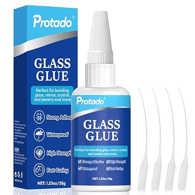 Glass Glue, 35g Heavy Duty Super Strong Clear Glue, Waterproof Heat Resistant Adhesive for Glass Bonding, Repair, Crystal, Mirrors, Windows, Glassware, Crafts, DlY Kits