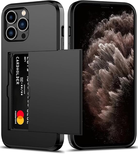 iPhone 11 Pro用ケース クレジットカードホルダー付き カード2枚、Areaphmet スリムウォレットケース iPhone 11 Proスライドカバー 高耐久 保護 二層 耐衝撃携帯電話ケース iPhone 11 Pro 5.8インチ 2019年用