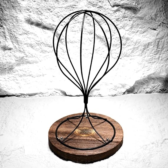 Retro Combat Helmet Base Ventilated Wicking Bracket Hat Rest Support Bracket Boxing Head Protector Display Stand, Sturdy Metal Hat and Wig Holder - Stable Base