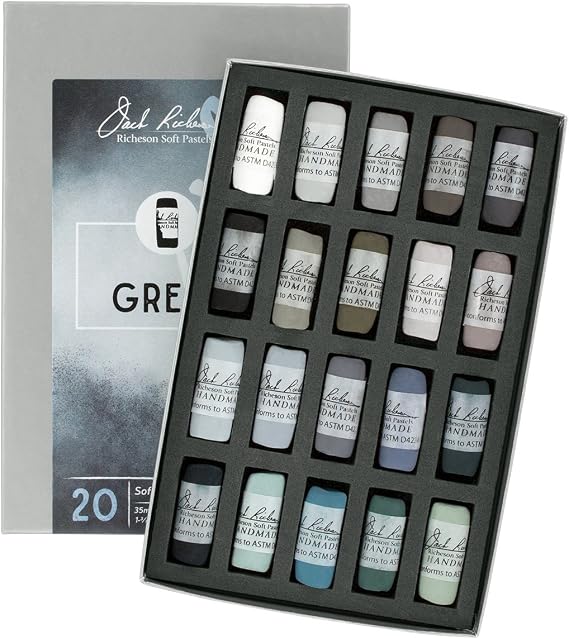 Jack Richeson 422977 Hand Rolled Soft Pastels (20 Piece), Grey
