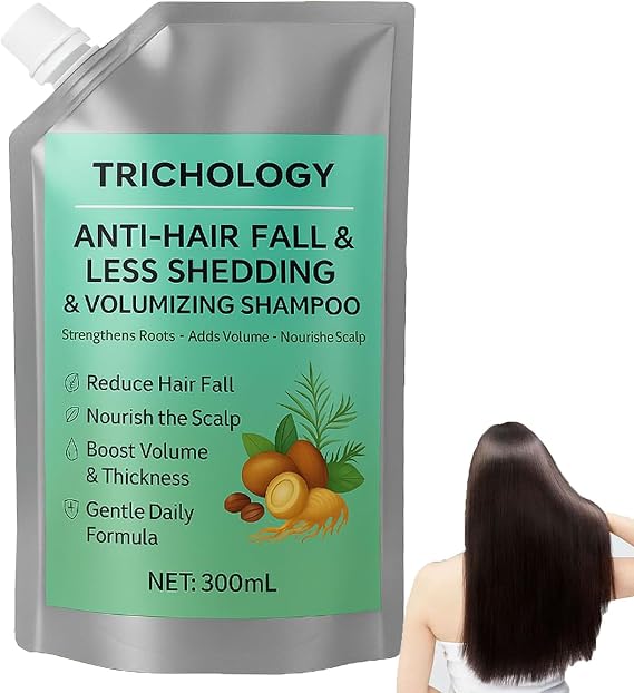 Trichology Anti-Hair Fall & Less Shedding & Volumizing Shampoo - Strengthens Roots, Nature Shampoo Oil Control & Scalp Nourishment, Adds Thickness & Shine for Men & Women (1Pcs)